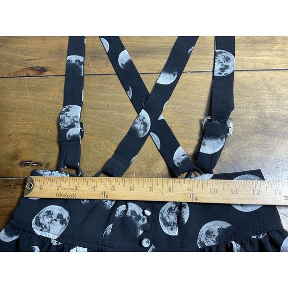 Hot Topic Moon Phase Suspender Skirt Button Front Black Gray Size Small SM - Picture 3 of 13